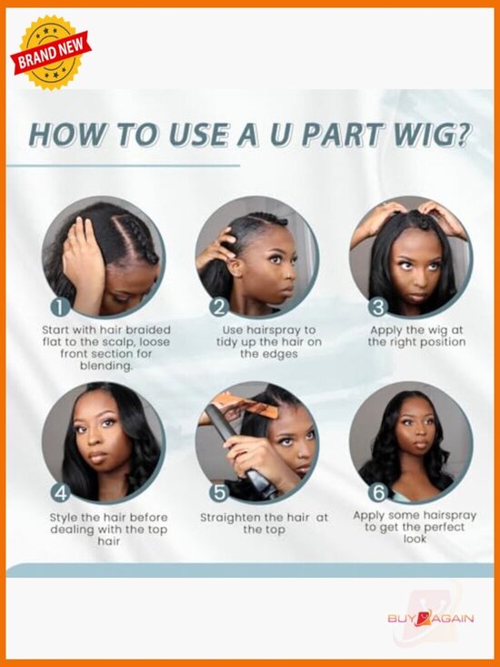 U Part Human Hair Wig Glueless Remy 150% Density Straight 16 Inch